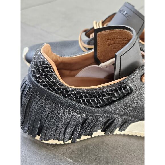 Esseutesse Leather Fringe Sneaker Black Women’s Size 39 EUR 9 US Made In Italy - Picture 9 of 11